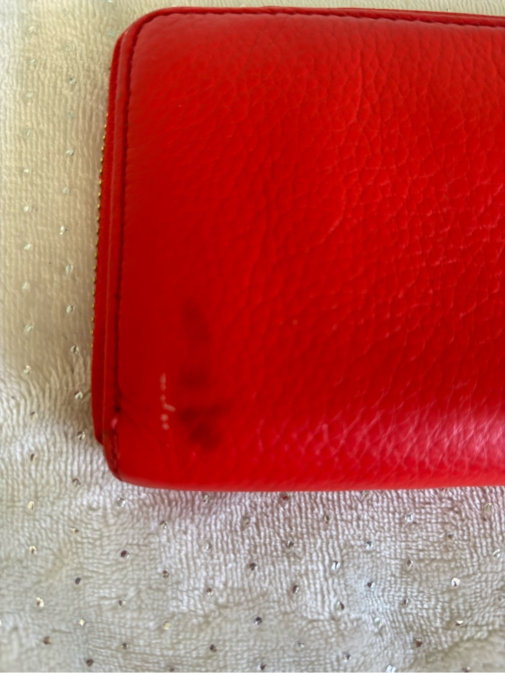 Michael Kors Red Pebbled Leather Wristlet with Gold Plaque - Picture 6 of 10